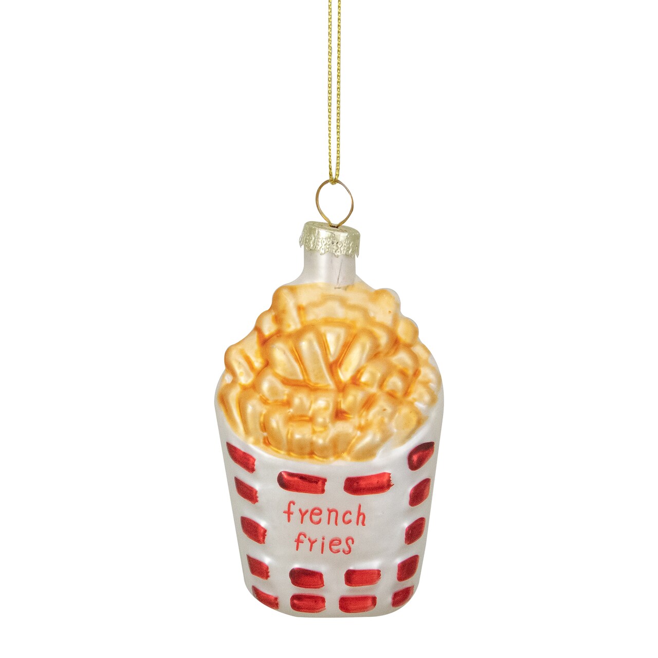 Northlight 3.25" Golden Yellow, Red, and White French Fries Glass Christmas Ornament